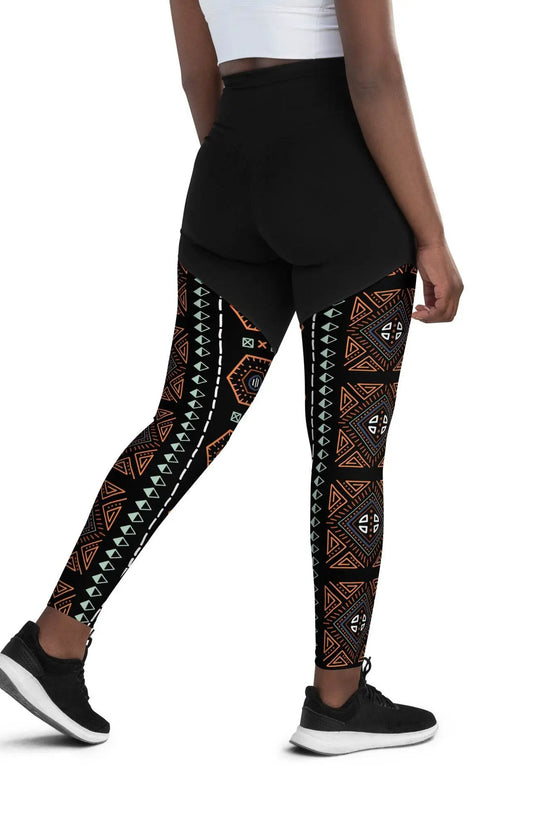 Royal Decoration Black Sports Leggings - IVORYNN