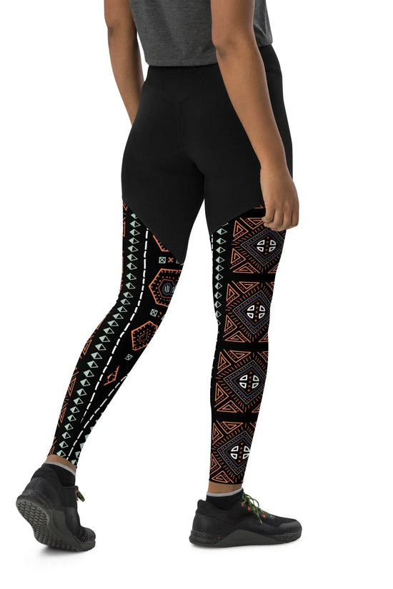 Royal Decoration Black Sports Leggings - IVORYNN
