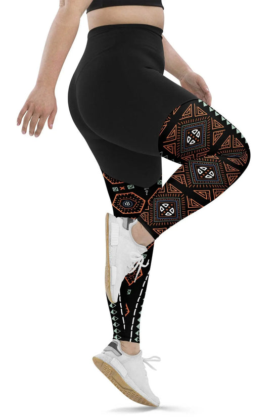 Royal Decoration Black Sports Leggings - IVORYNN