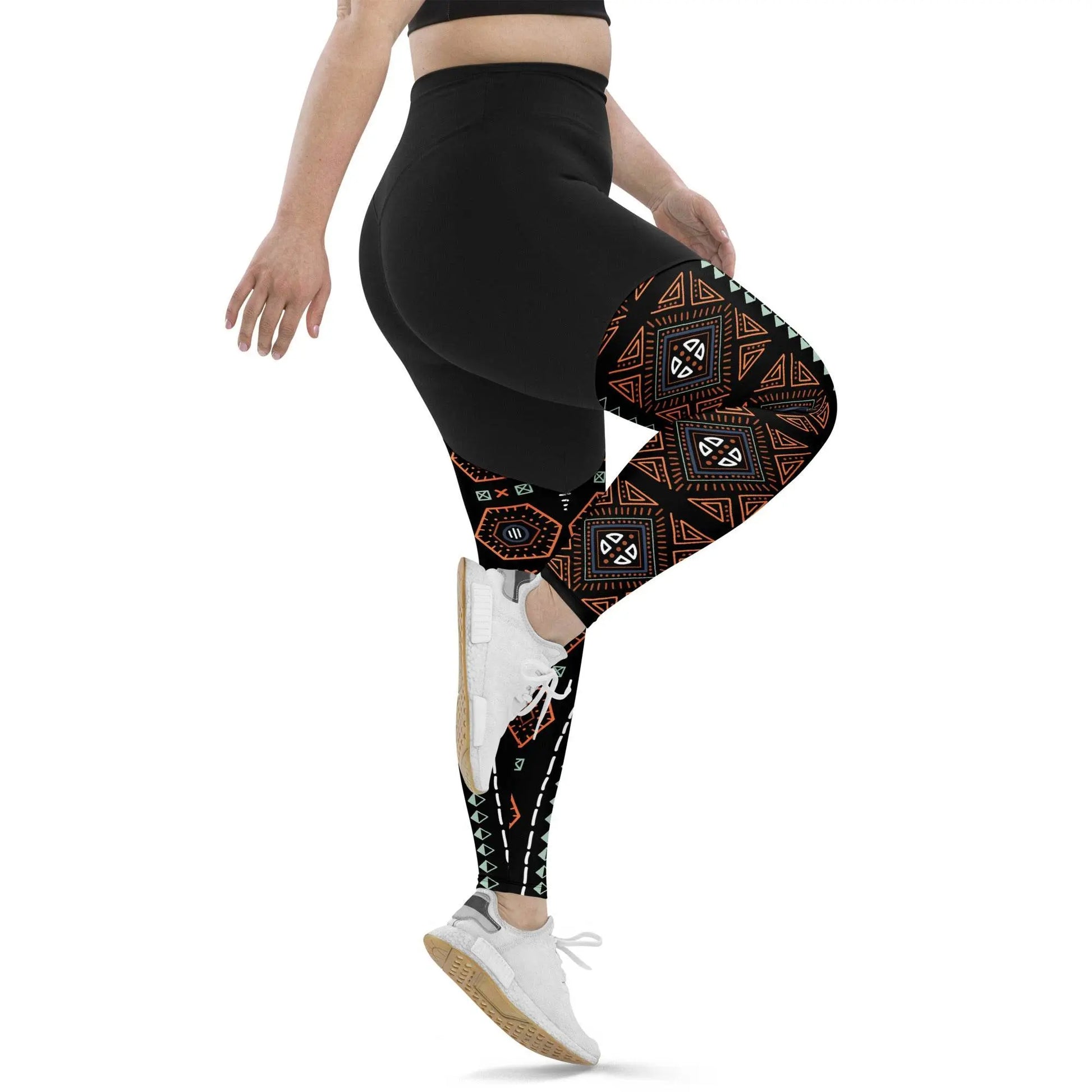 Royal Decoration Black Sports Leggings - IVORYNN