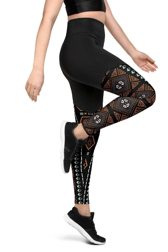 Royal Decoration Black Sports Leggings - IVORYNN