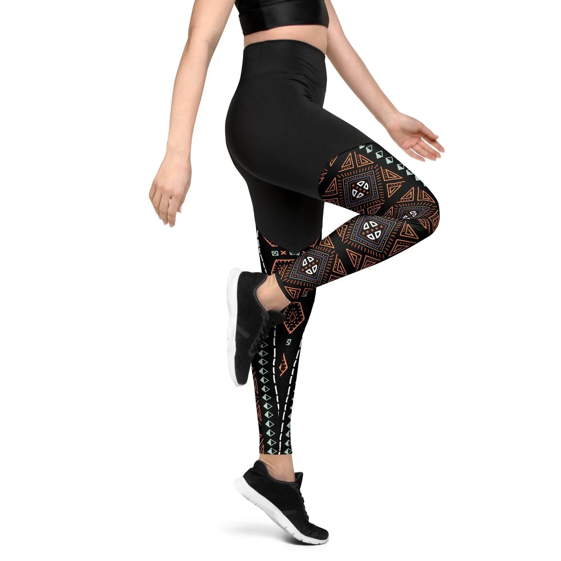 Royal Decoration Black Sports Leggings - IVORYNN