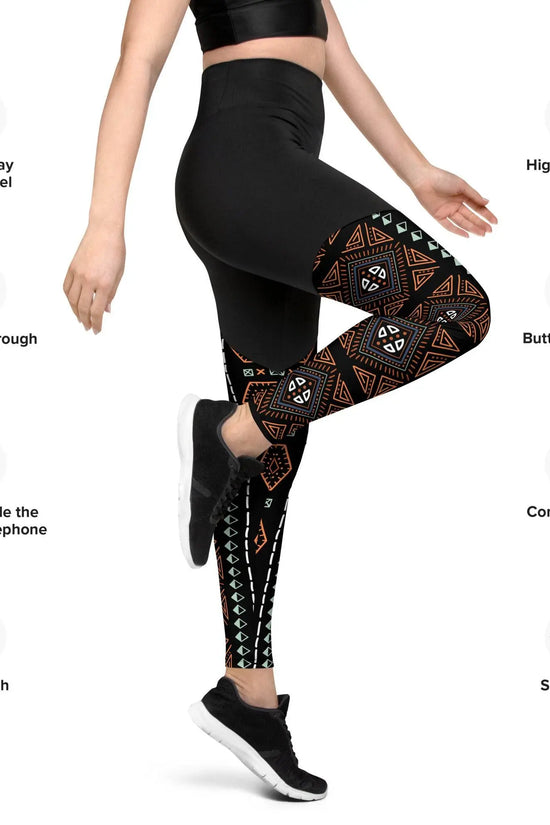 Royal Decoration Black Sports Leggings - IVORYNN