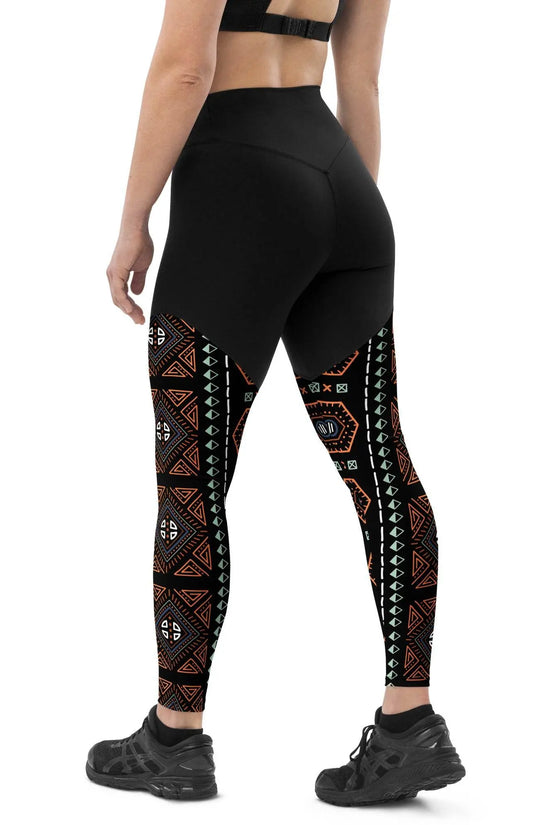 Royal Decoration Black Sports Leggings - IVORYNN