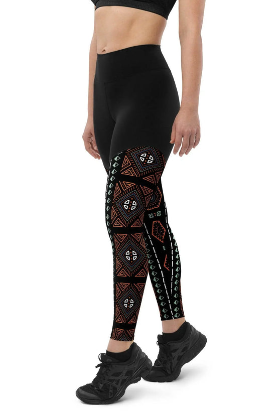 Royal Decoration Black Sports Leggings - IVORYNN