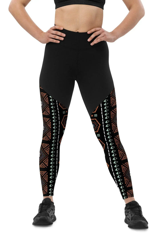 Royal Decoration Black Sports Leggings - IVORYNN