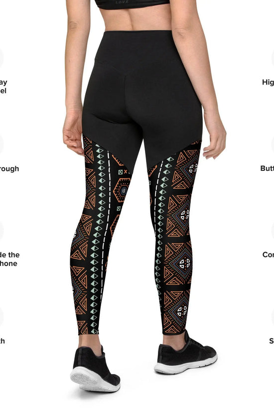 Royal Decoration Black Sports Leggings - IVORYNN