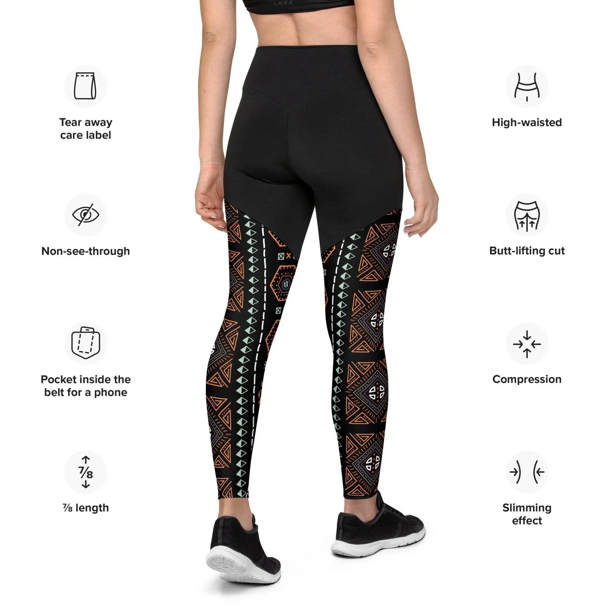 Royal Decoration Black Sports Leggings - IVORYNN