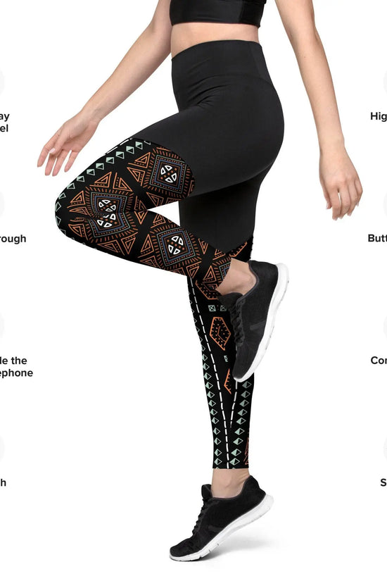 Royal Decoration Black Sports Leggings - IVORYNN