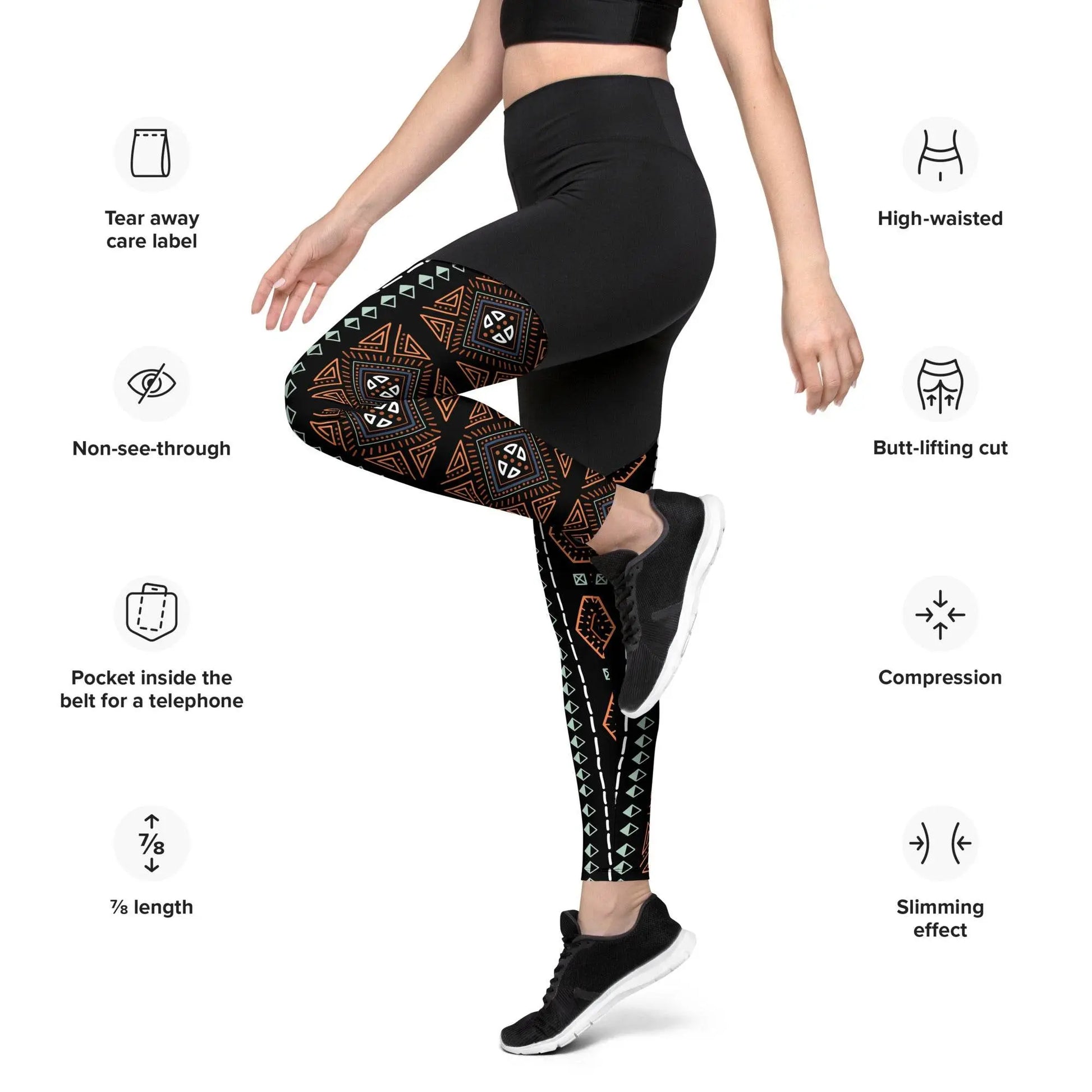 Royal Decoration Black Sports Leggings - IVORYNN