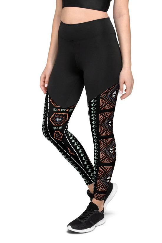 Royal Decoration Black Sports Leggings - IVORYNN