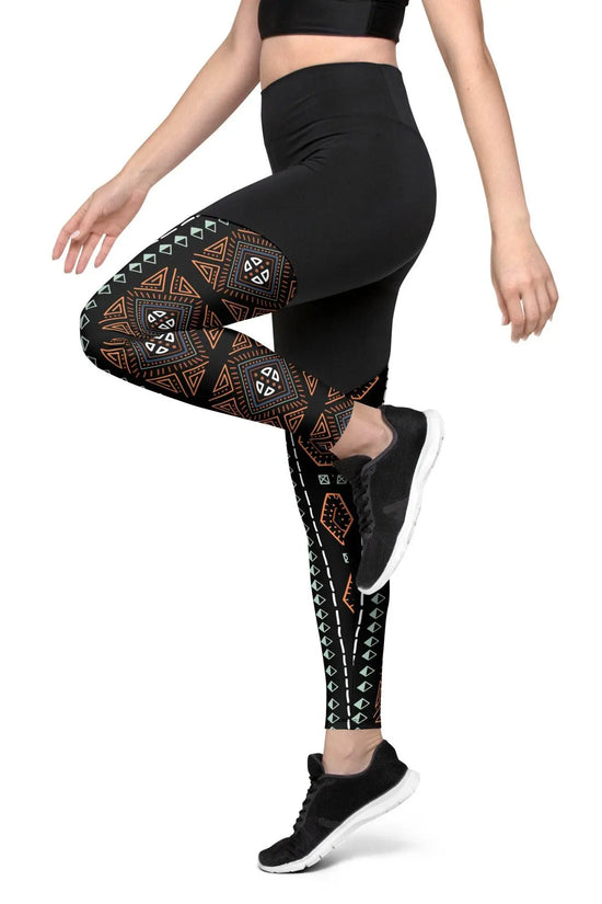 Royal Decoration Black Sports Leggings - IVORYNN
