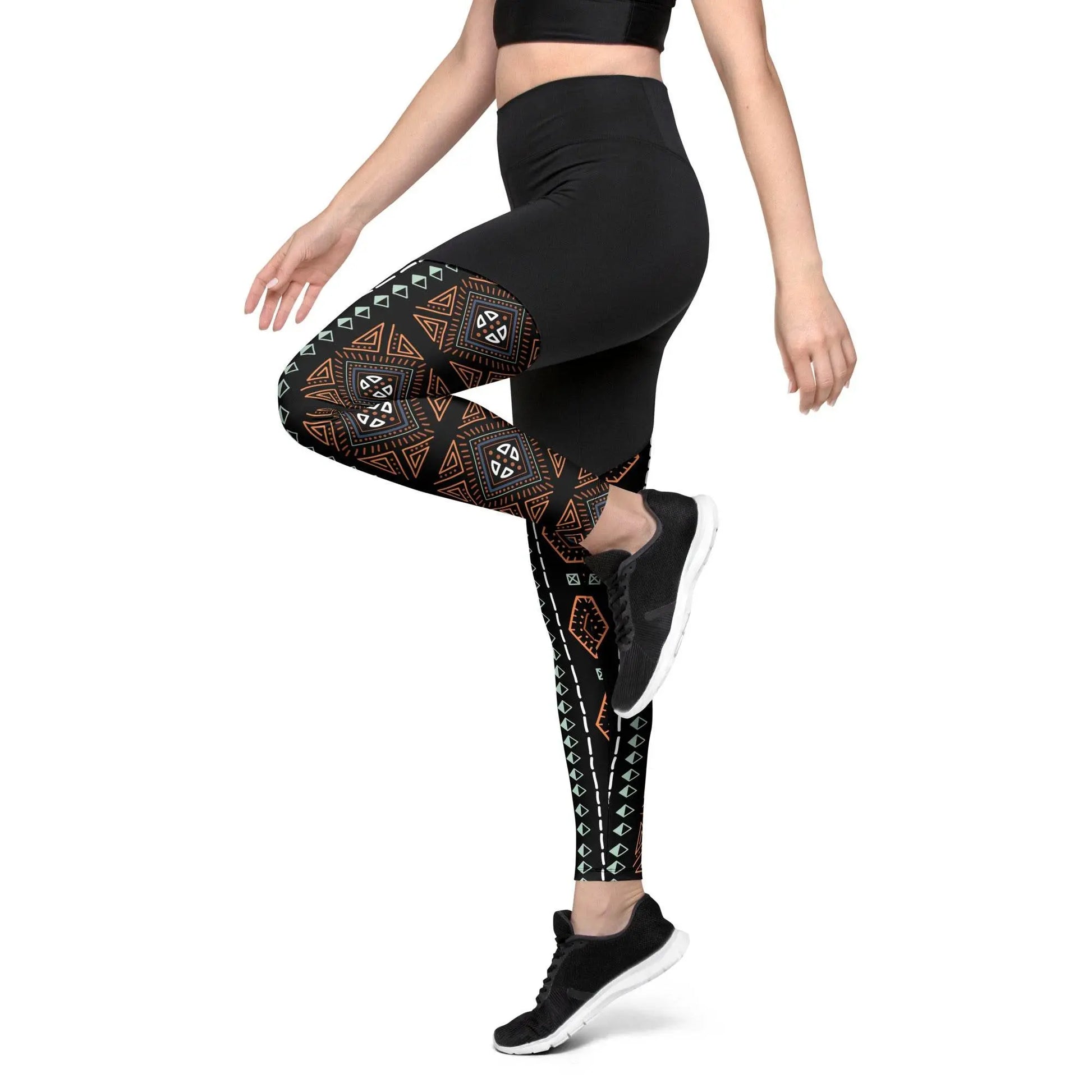 Royal Decoration Black Sports Leggings - IVORYNN