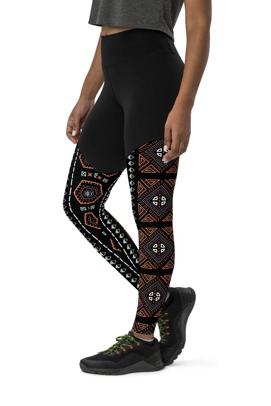 Royal Decoration Black Sports Leggings - IVORYNN