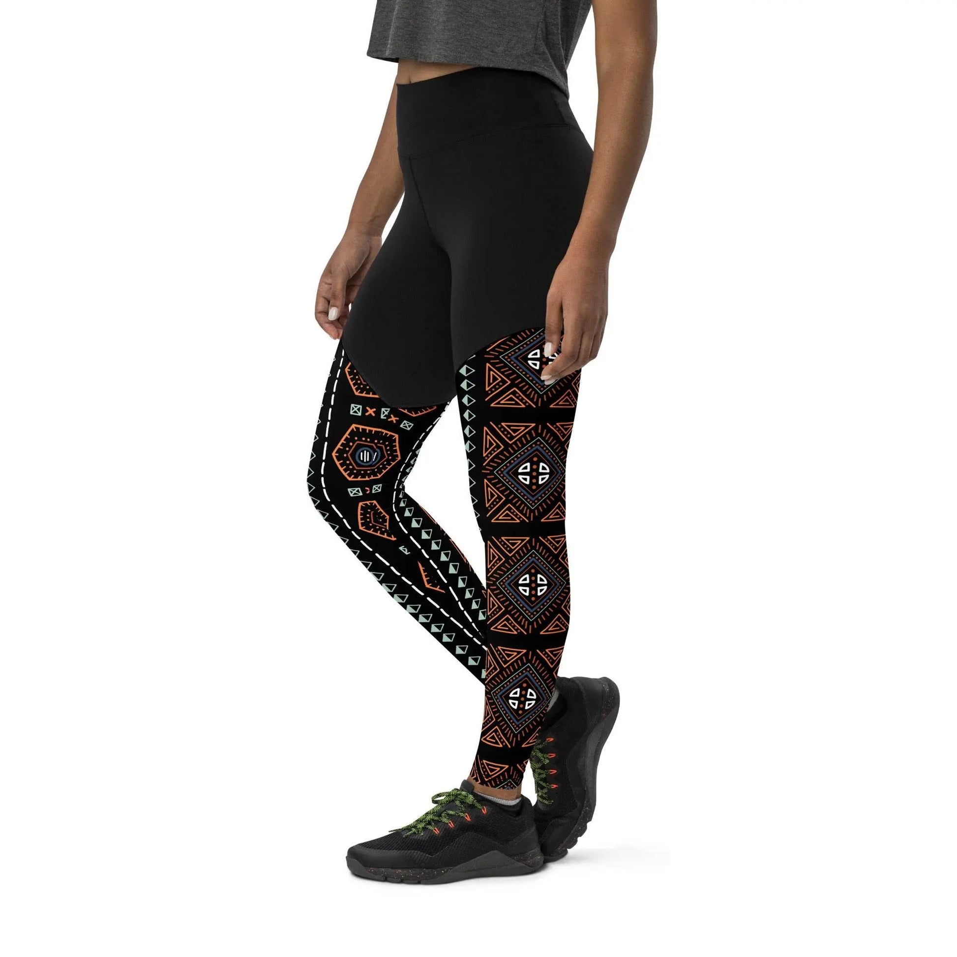 Royal Decoration Black Sports Leggings - IVORYNN