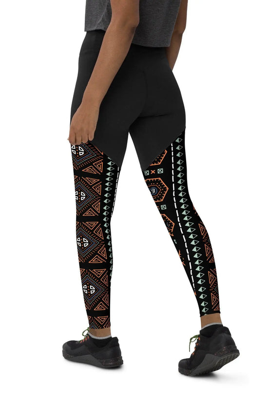 Royal Decoration Black Sports Leggings - IVORYNN