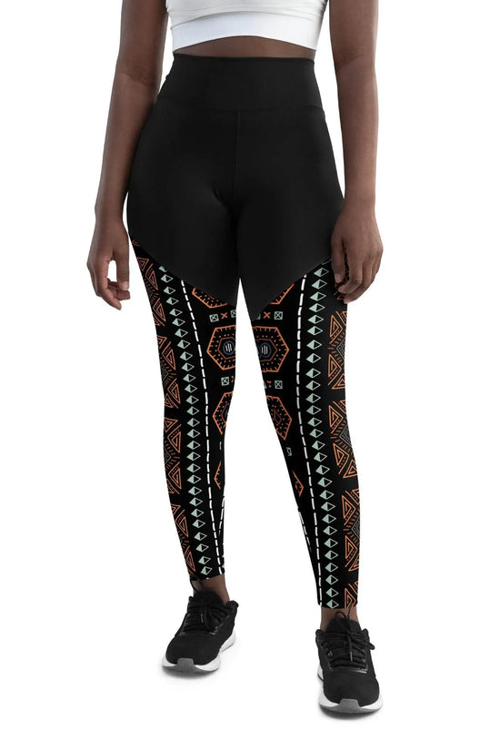 Royal Decoration Black Sports Leggings - IVORYNN