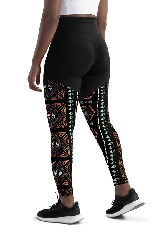 Royal Decoration Black Sports Leggings - IVORYNN