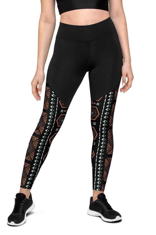 Royal Decoration Black Sports Leggings - IVORYNN