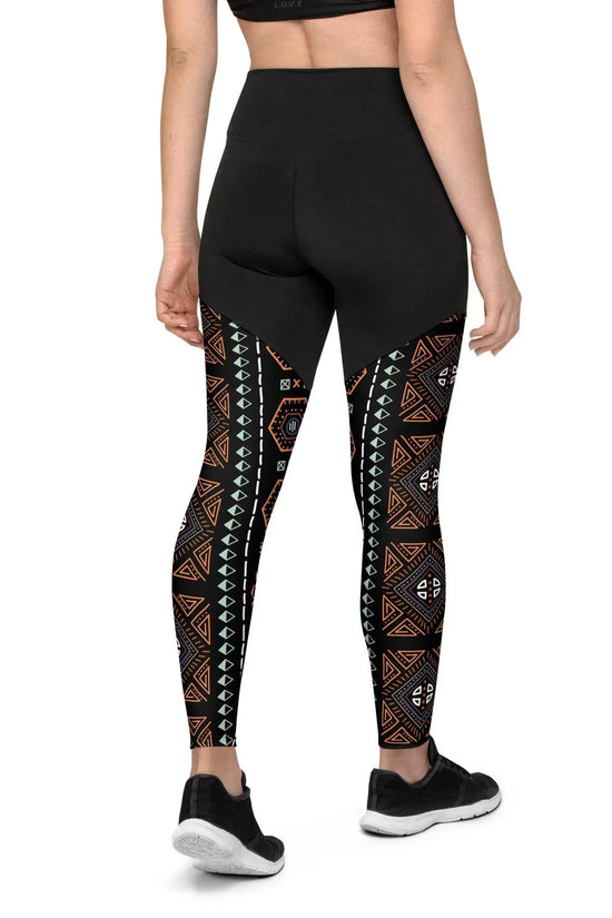 Royal Decoration Black Sports Leggings - IVORYNN