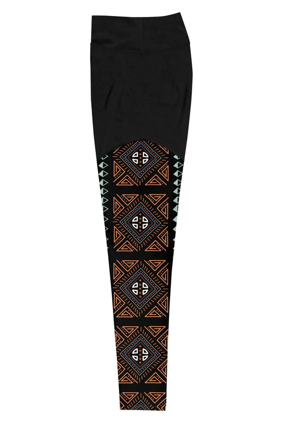 Royal Decoration Black Sports Leggings - IVORYNN