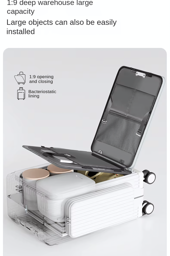 Three-Opening Multi-Functional Travel Gray Luggage