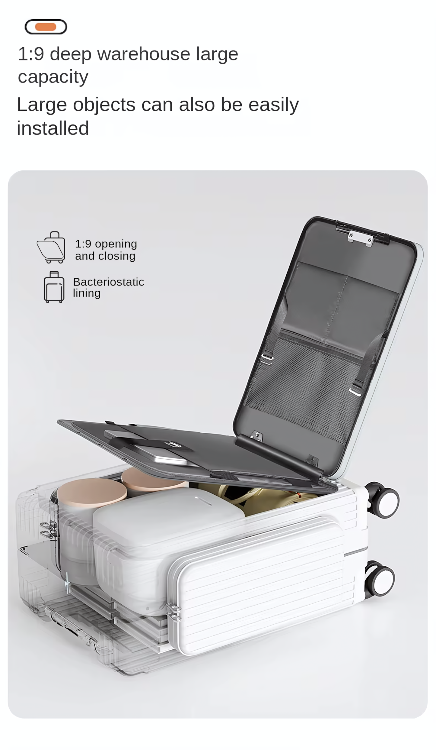 Three-Opening Multi-Functional Travel White Luggage