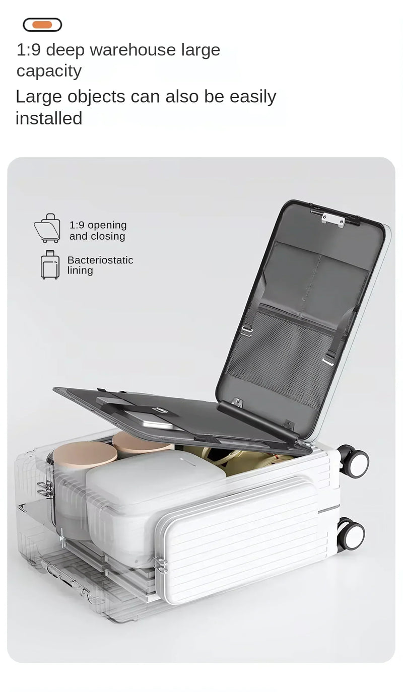 Three-Opening Multi-Functional Travel Green Luggage