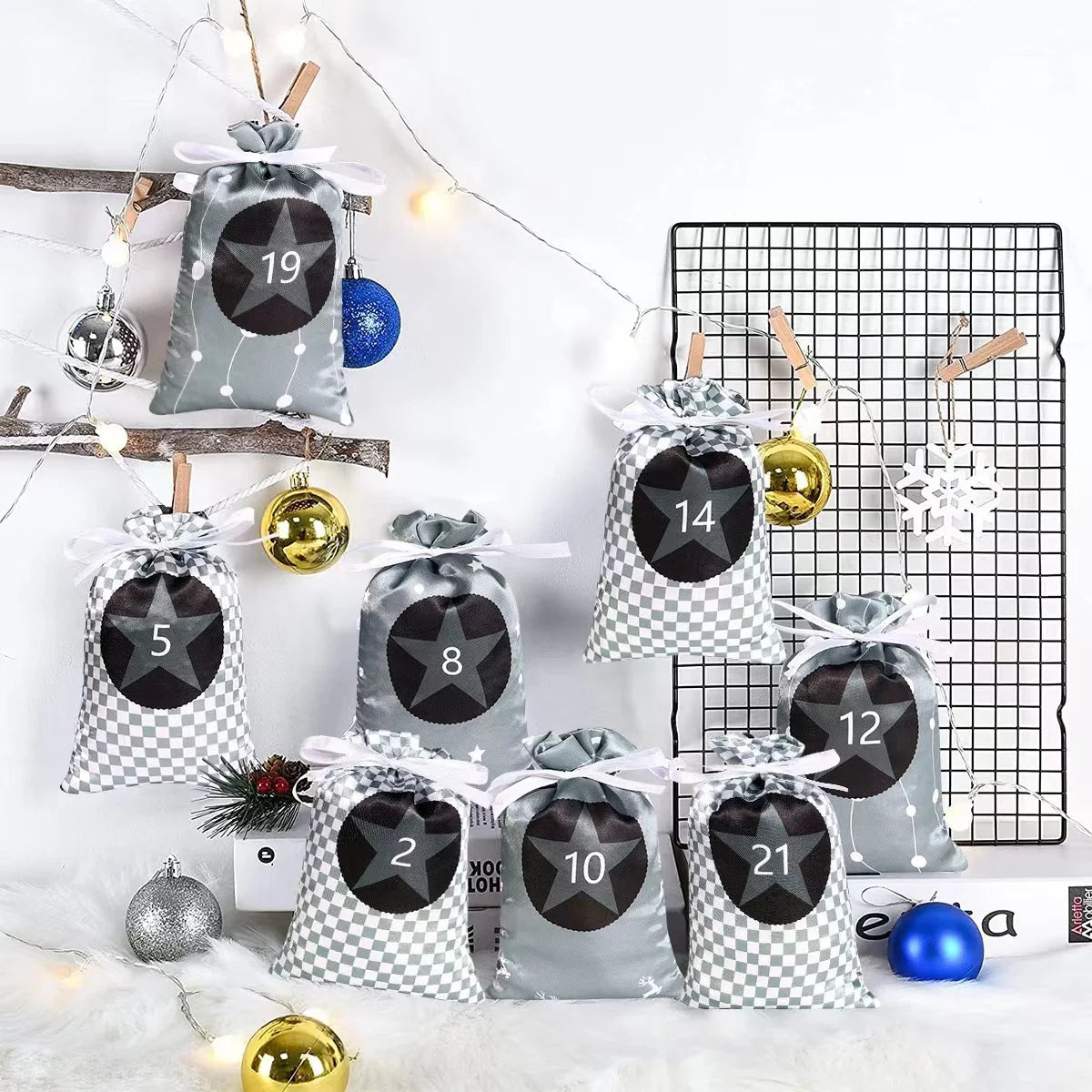 24Pcs Christmas Advent Calendar Bag set