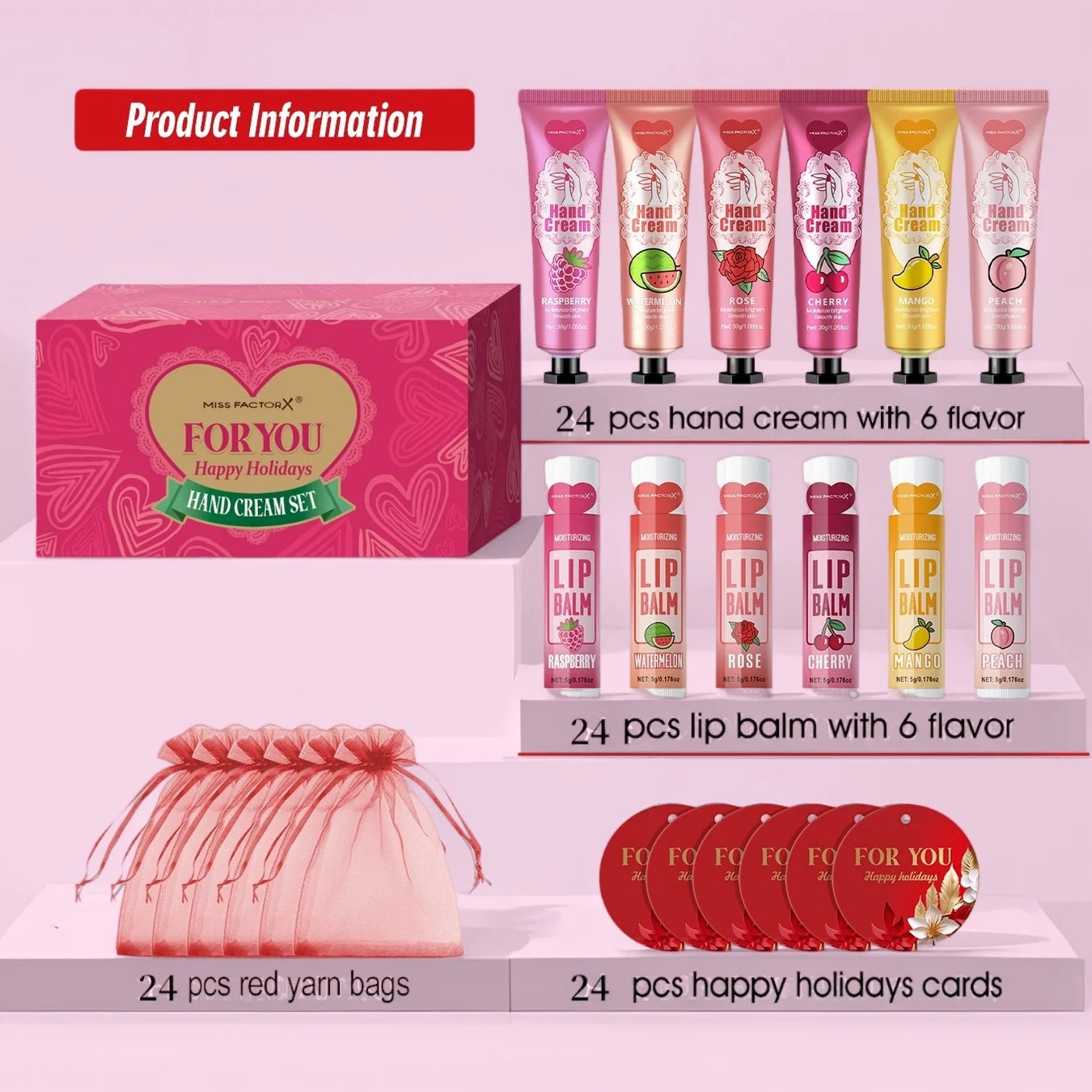 96pcs gift set hand cream and lip balm