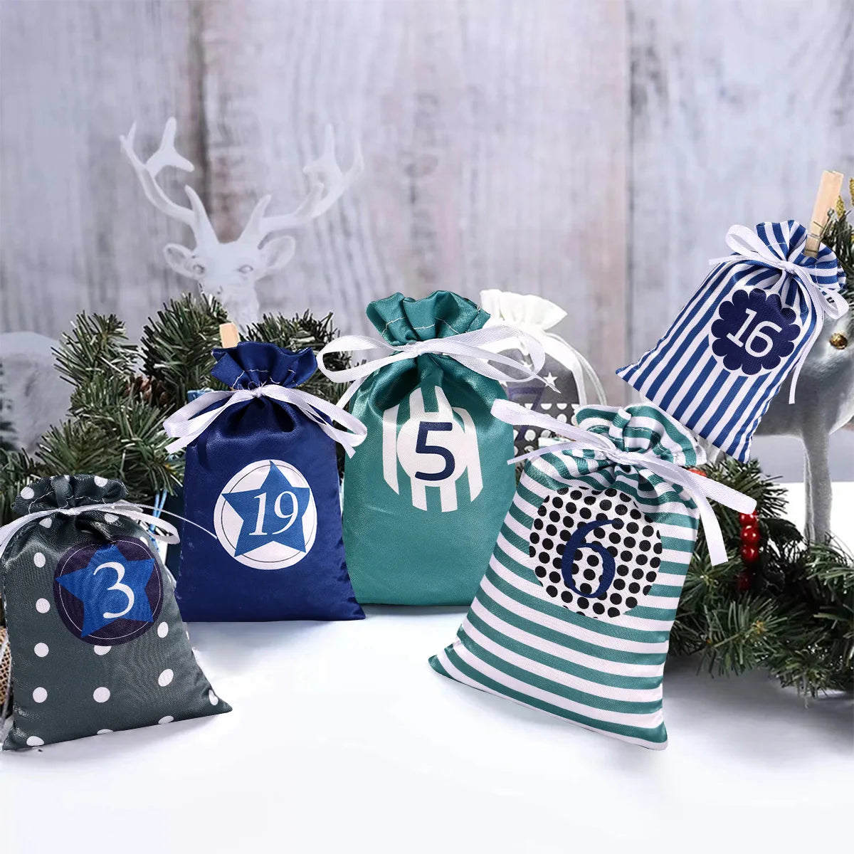 24Pcs Christmas Advent Calendar Bag set