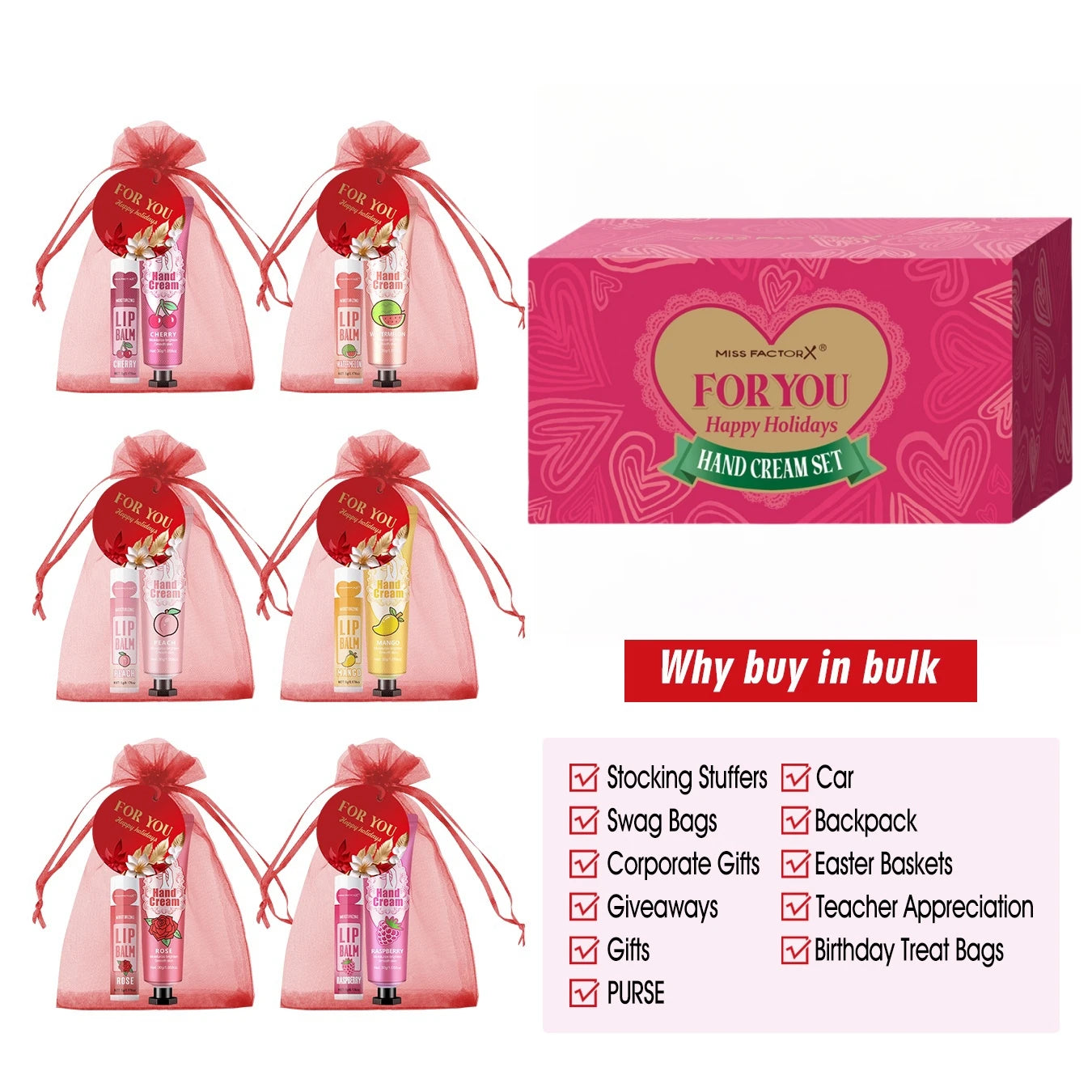 96pcs gift set hand cream and lip balm