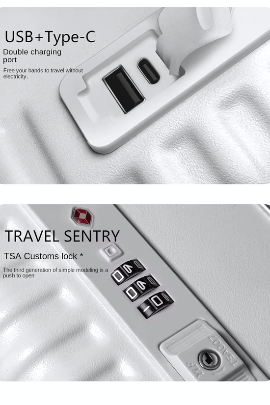 Three-Opening Multi-Functional Travel Gray Luggage