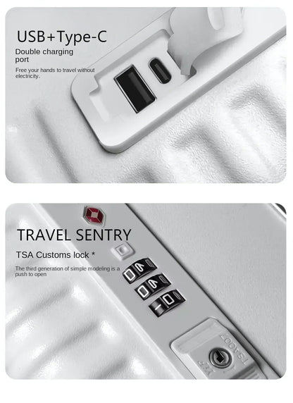 Three-Opening Multi-Functional Travel Gray Luggage