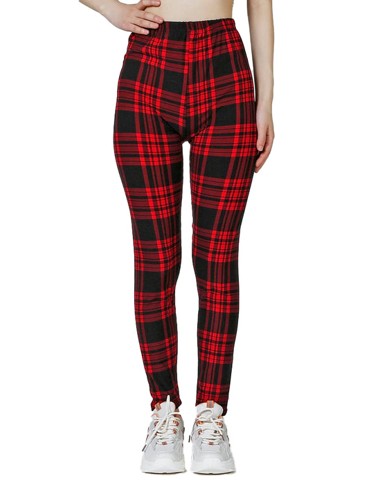 Vintage elastische legging met patroonprint - Vierkant
