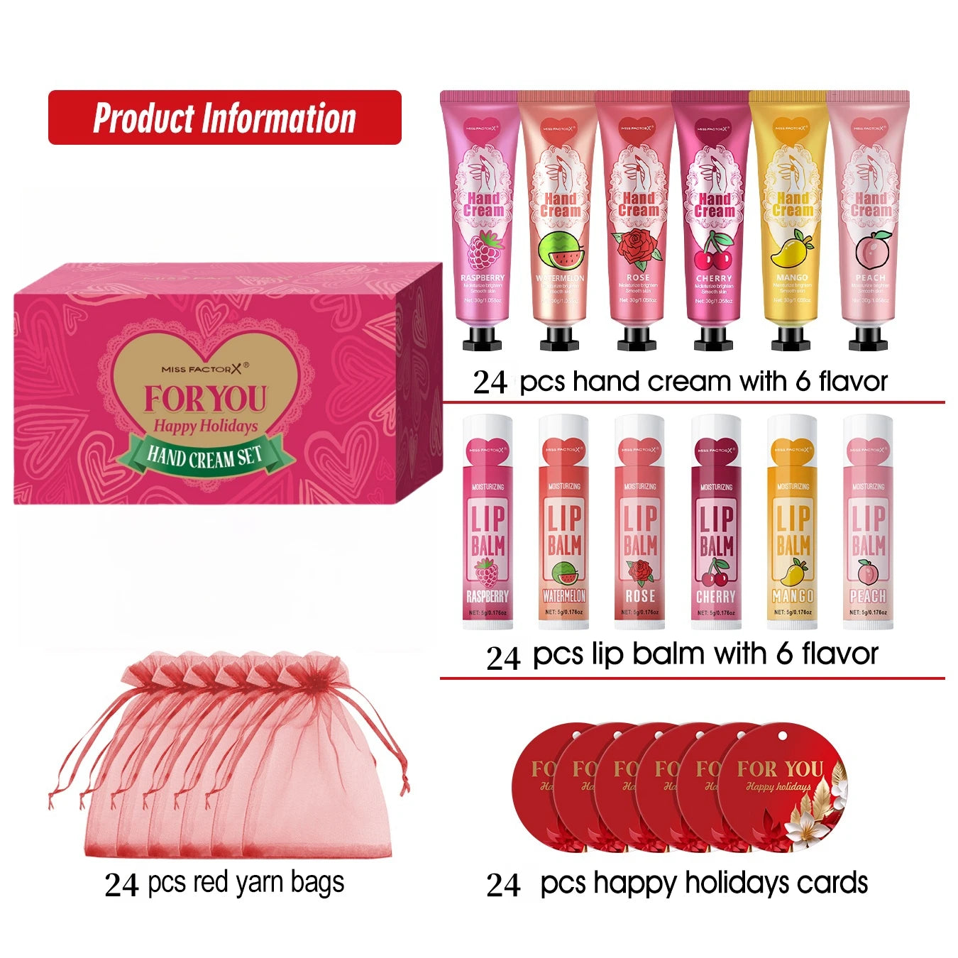 96pcs gift set hand cream and lip balm