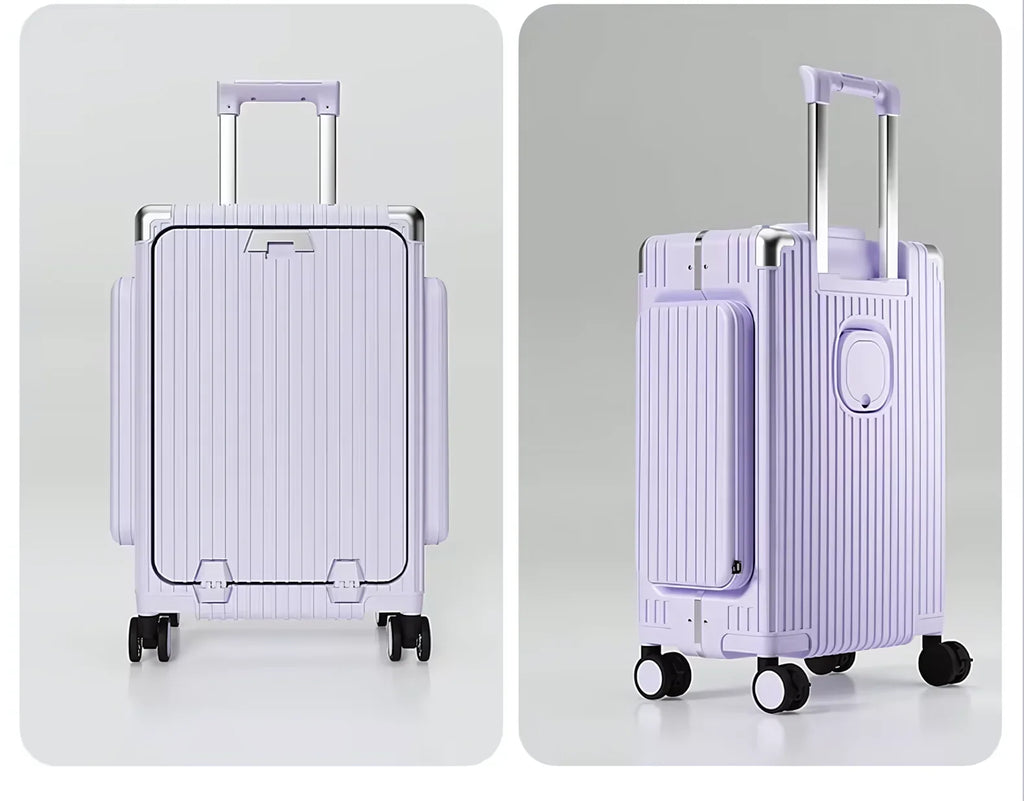 Three-Opening Multi-Functional Travel Purple Luggage