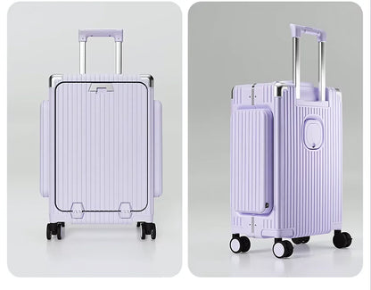 Three-Opening Multi-Functional Travel Purple Luggage