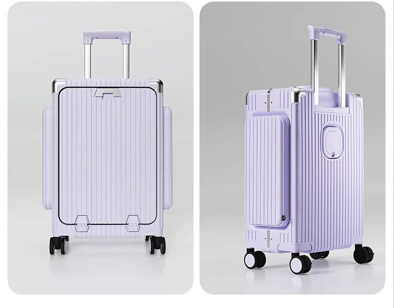 Three-Opening Multi-Functional Travel Purple Luggage