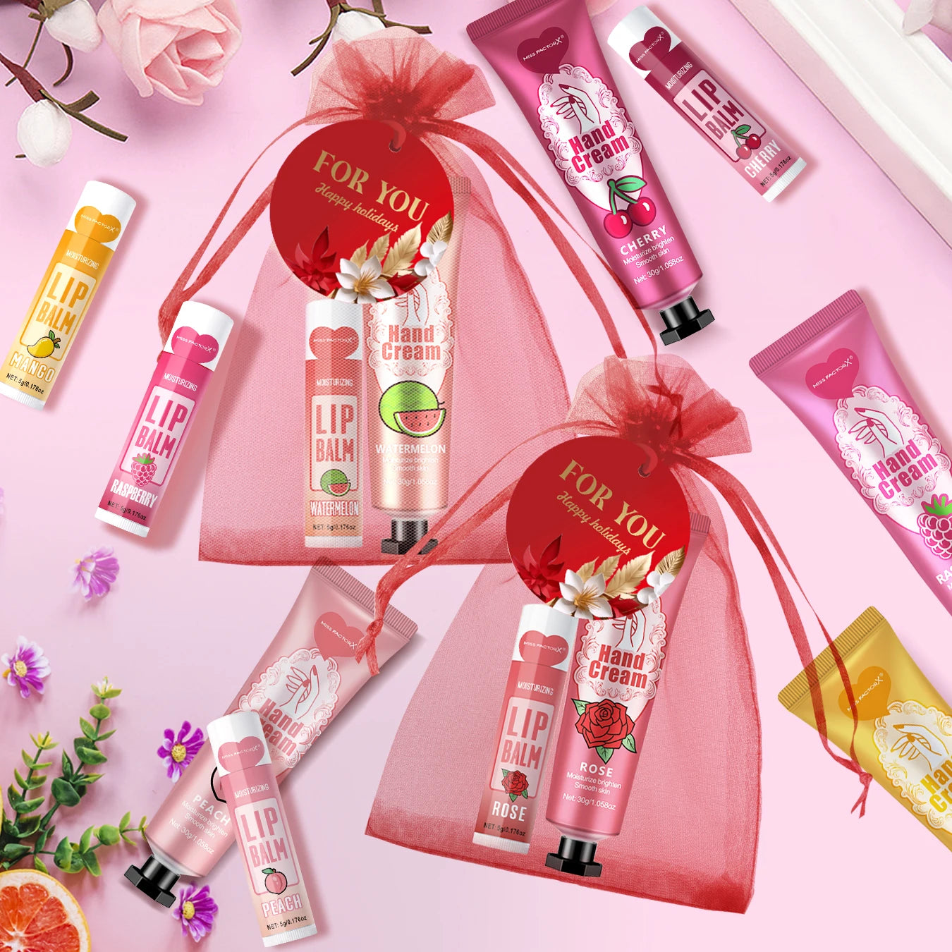 96pcs gift set hand cream and lip balm