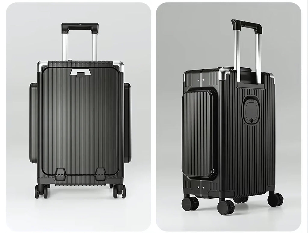 Three-Opening Multi-Functional Travel Gray Luggage