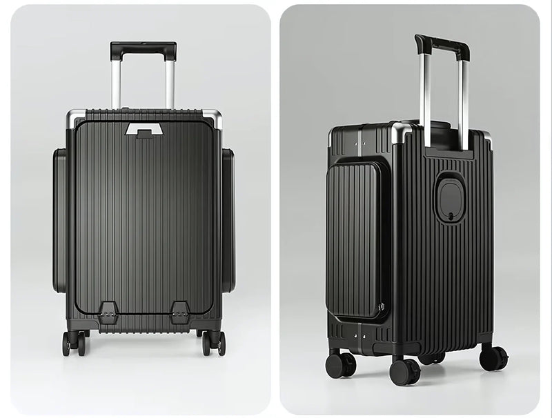Three-Opening Multi-Functional Travel Black Luggage