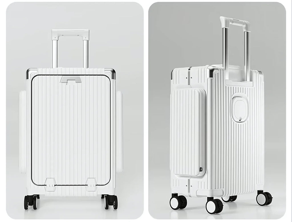 Three-Opening Multi-Functional Travel White Luggage