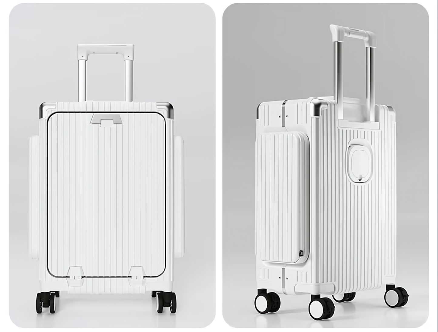 Three-Opening Multi-Functional Travel White Luggage