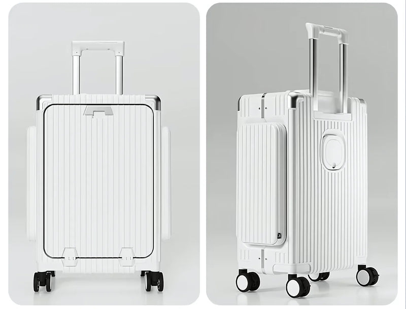 Three-Opening Multi-Functional Travel White Luggage