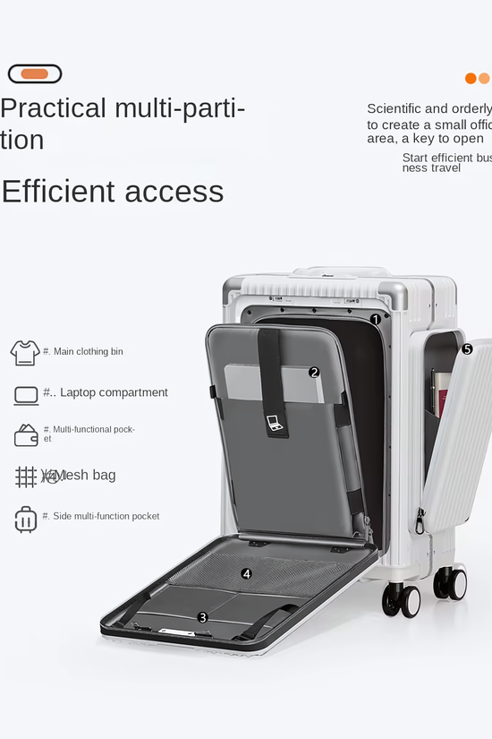 Three-Opening Multi-Functional Travel Gray Luggage