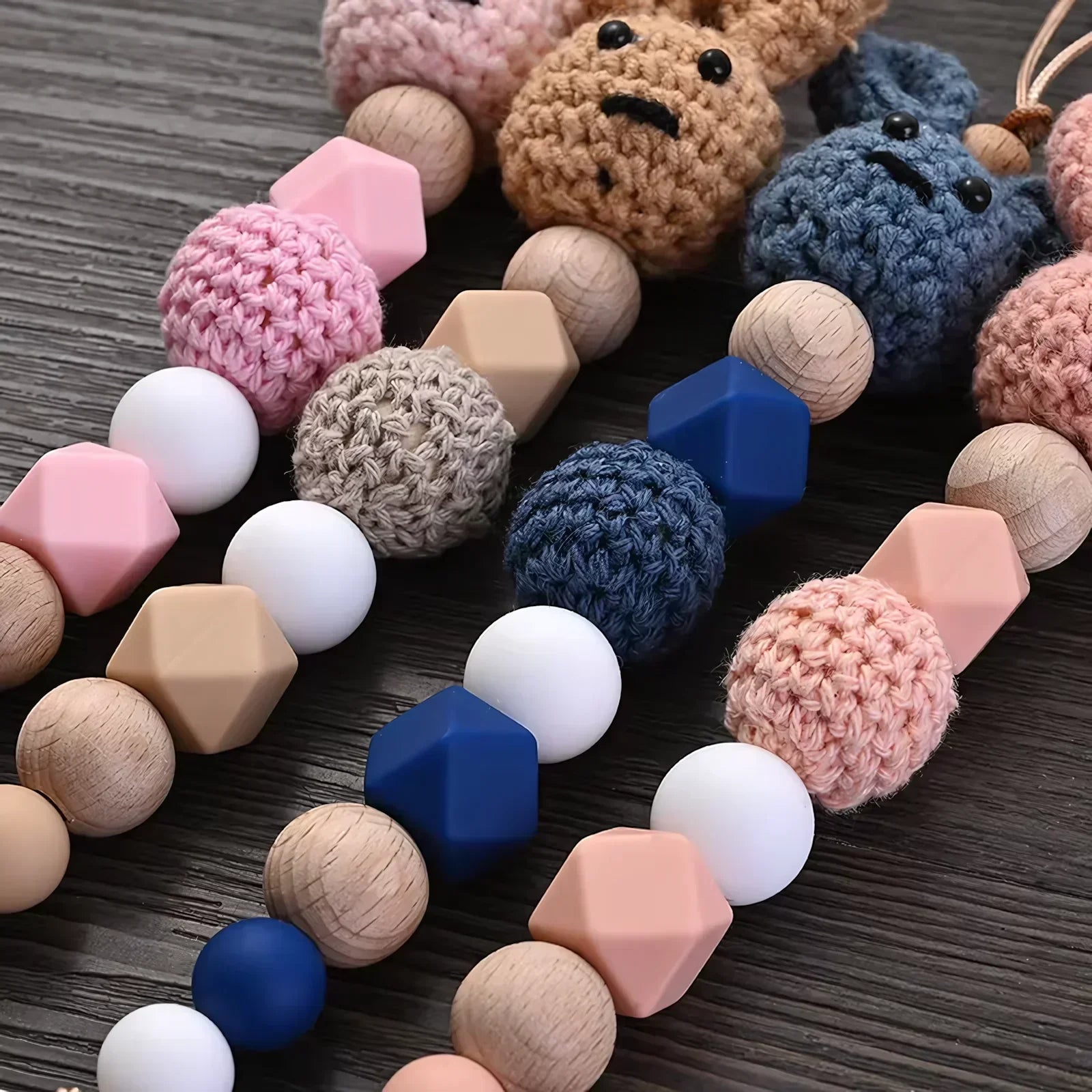 Baby Pink Wooden Pacifier Clip