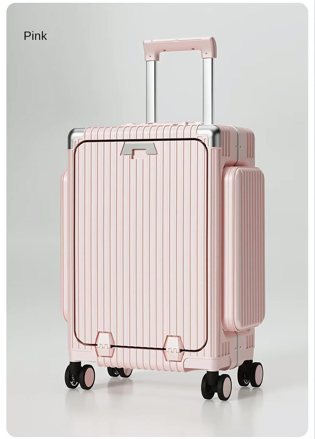 Three-Opening Multi-Functional Travel Pink Luggage