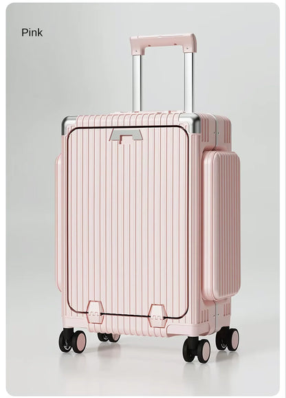 Three-Opening Multi-Functional Travel Pink Luggage