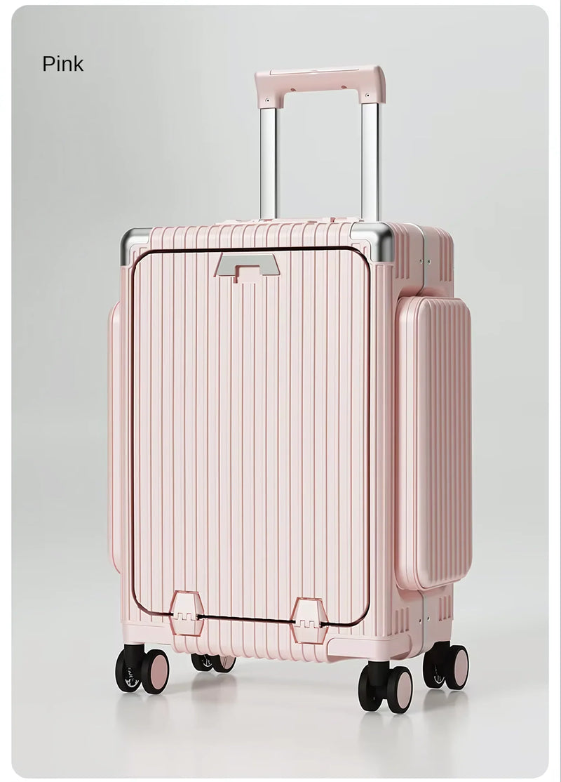 Three-Opening Multi-Functional Travel Pink Luggage